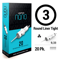 VERTIX - Nano PMU Cartridges - 3 Round Liner Super Tight - 0.33 mm