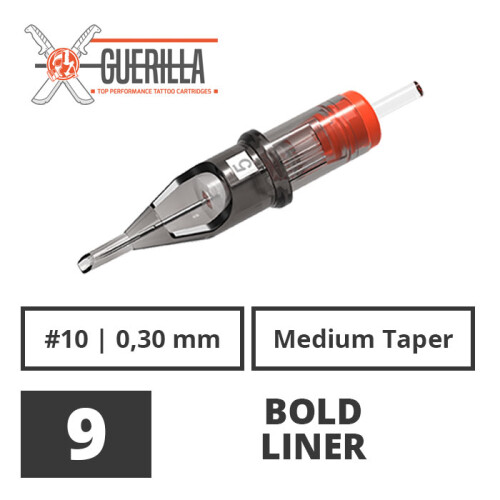 THE INKED ARMY - Guerilla Tattoo Cartridges - 9 Bold Liner - 0,30 mm MT - 20 pcs