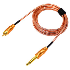 SNAKE KING - Tattoo RCA Cable with Stainless Steel Jacket - Straight - 210 cm - Rose Gold