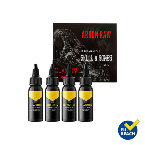 QUANTUM - Arron Raw - Skull & Bones - Tatoeage Inkt - Death Wash - 4 Ink Set 30 ml