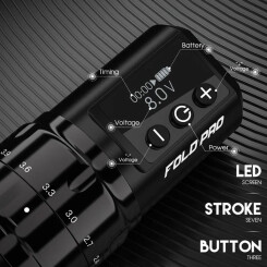 DRAGONHAWK - Wireless Tatoeage Pen - Mast Fold Pro - Zwart - 2x Batterij