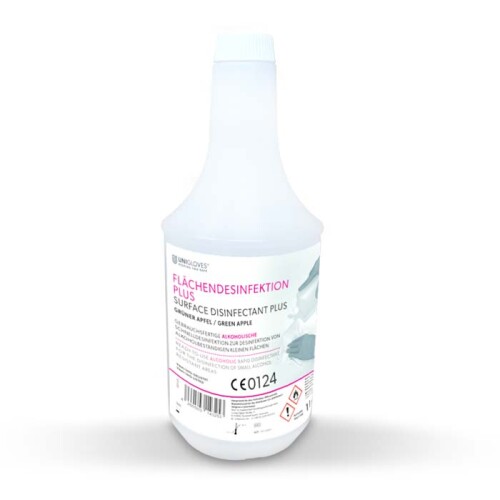 UNIGLOVES - Oppervlakte spray desinfectie PLUS - Groene Appel - 1000 ml (zonder Sproeikop)