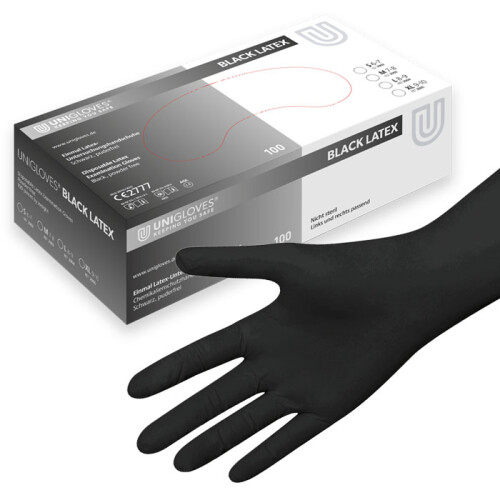 UNIGLOVES - Examination Gloves - Black Latex - Black