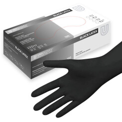 UNIGLOVES - Examination Gloves - Black Latex - Black L