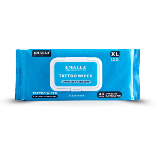 EMALLA - Tattoo Wipes Anti Inflammatory - XL 20 cm x 20 cm - 48 pieces