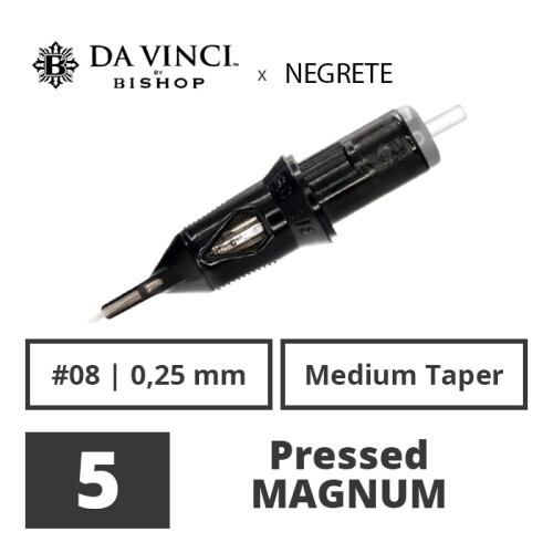 DA VINCI V2 x NEGRETE - Tattoo Needle Cartridges - 5 Pressed Magnum 0,25 mm MT - 20 pcs.