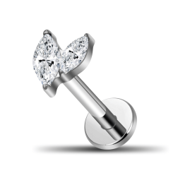 Piercing Labret - Kristall - Knospen Design - 1,2 x 6 mm