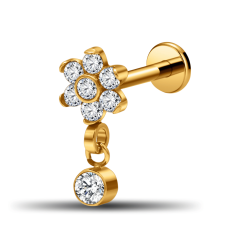 Piercing Labret - Kristallblume + Hänger - 1,2 x 6 mm