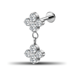 Piercing Labret - Kristalldiamant + Hänger - 1,2 x 6 mm