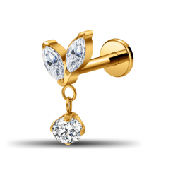 Piercing Labret - Kristallknospe + Hänger - 1,2 x 6 mm