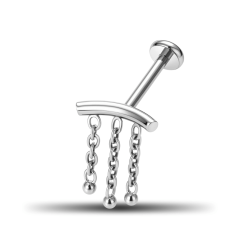 Piercing Labret - Bogen + 3 Ketten - 1,2 x 6 mm