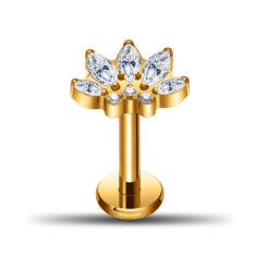 Piercing Labret - Kristall Lotusblume Design - 1,2 x 6 mm