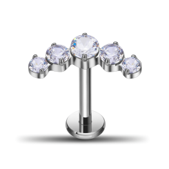 Piercing Labret - Kristallbogen Design - 1,2 x 6 mm