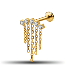 Piercing Labret - Kristallbogen + 5 Ketten - 1,2 x 6 mm