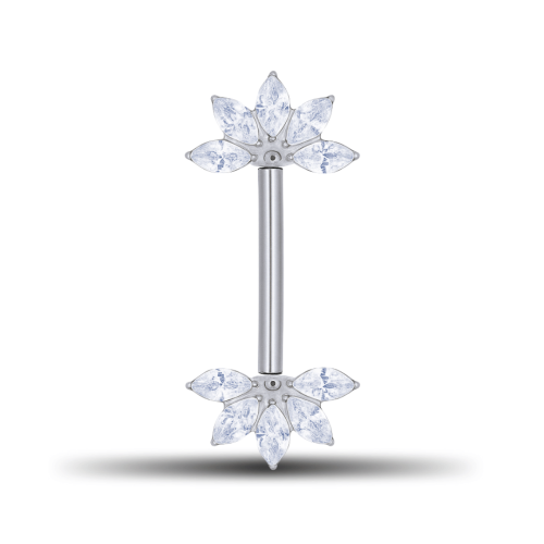 Barbell Push Fit - Kristal Lotusbloem Design - 1,6 x 16 mm
