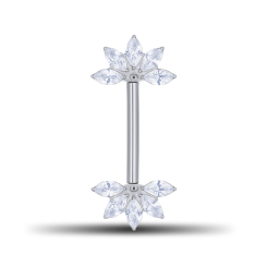 Barbell Push Fit - Kristall Lotusblume Design - 1,6 mm x...