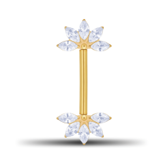 Barbell Push Fit - Kristall Lotusblume Design - 1,6 mm x...