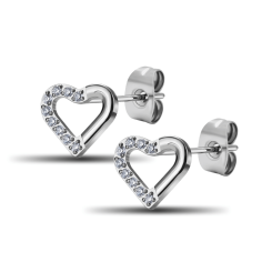 Ohrläppchen Stecker - Kristallherz - 0,8 mm x 11 mm