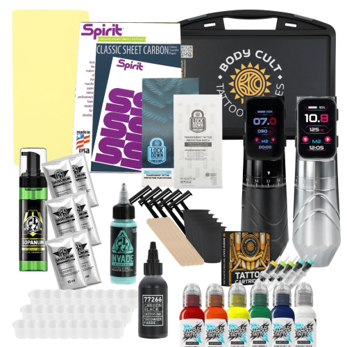 Tattoo Starter Kit - mit Koffer - Bunt Set mit Tattoo Pen