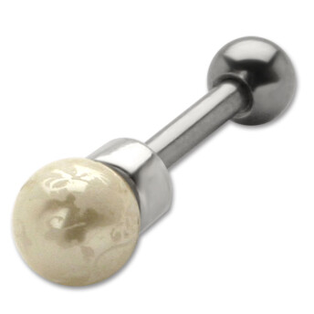 mit 4 mm gravierten Perle CZ Weiß - 1,2 mm x 6 mm