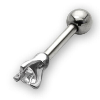 met Steen CZ Wit in 3er Bevestiging  - 1,2 mm x 6 mm