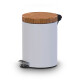 ALDA - Tretabfalleimer - Mülleimer aus Edelstahl mit Holzdeckel - 5 Liter