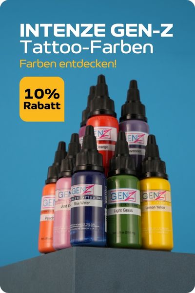 INTENZE GEN-Z Tattoo-Farben mit 10 Prozent Rabatt für farbintensive Tattoo-Arbeiten