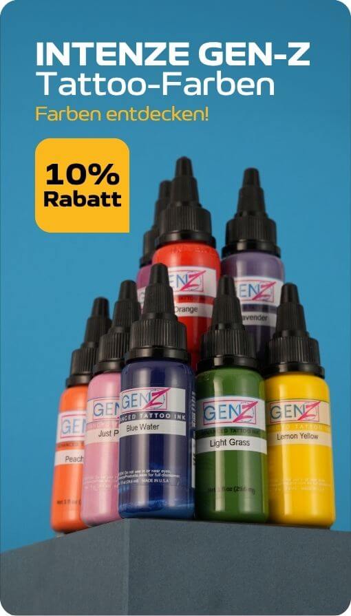 INTENZE GEN-Z Tattoo-Farben mit 10 Prozent Rabatt für farbintensive Tattoo-Arbeiten
