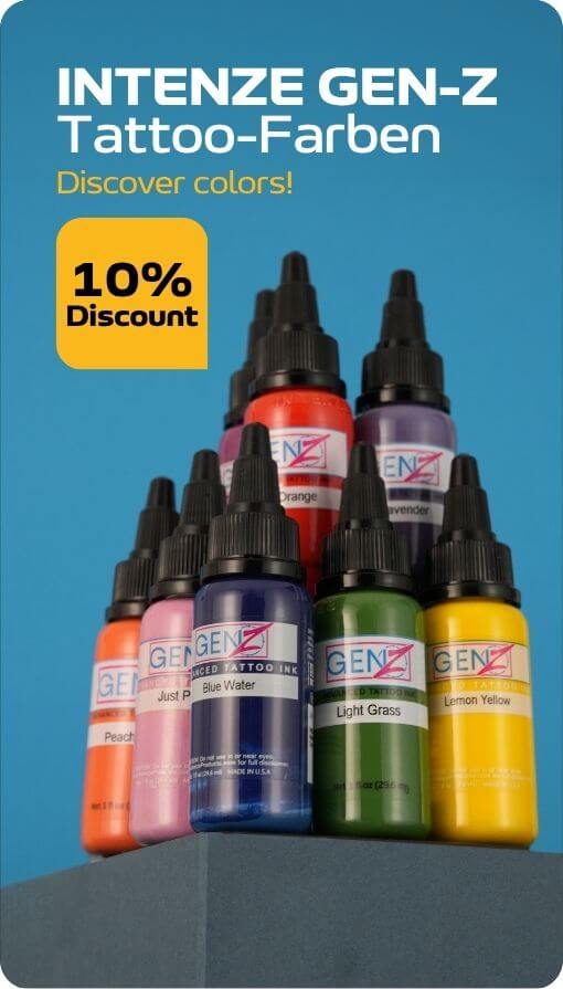 INTENZE GEN-Z tattoo inks with 10 percent discount for vibrant tattoo work