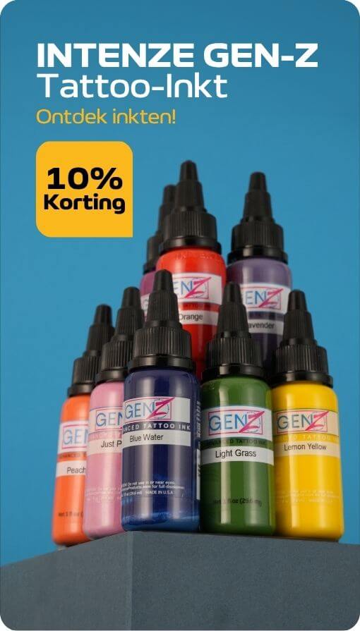 INTENZE GEN-Z tattoo inkten met 10 procent korting voor kleurintensieve tattoo toepassingen